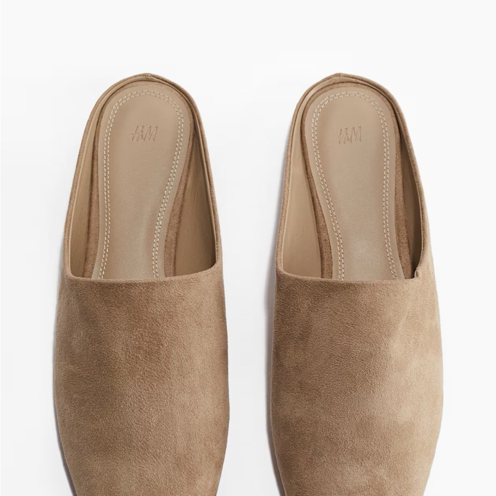H&M tan Suede mules square toe